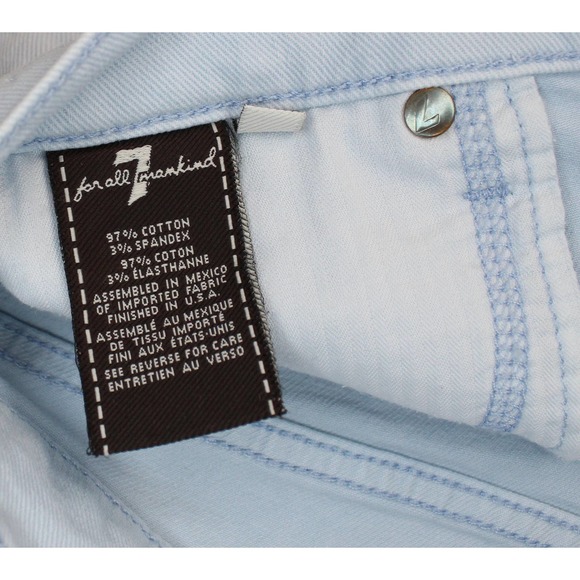 7 For All Mankind Cut Off Denim Jean Shorts in Light Blue Wash, Women's Size 26 - Picture 11 of 15